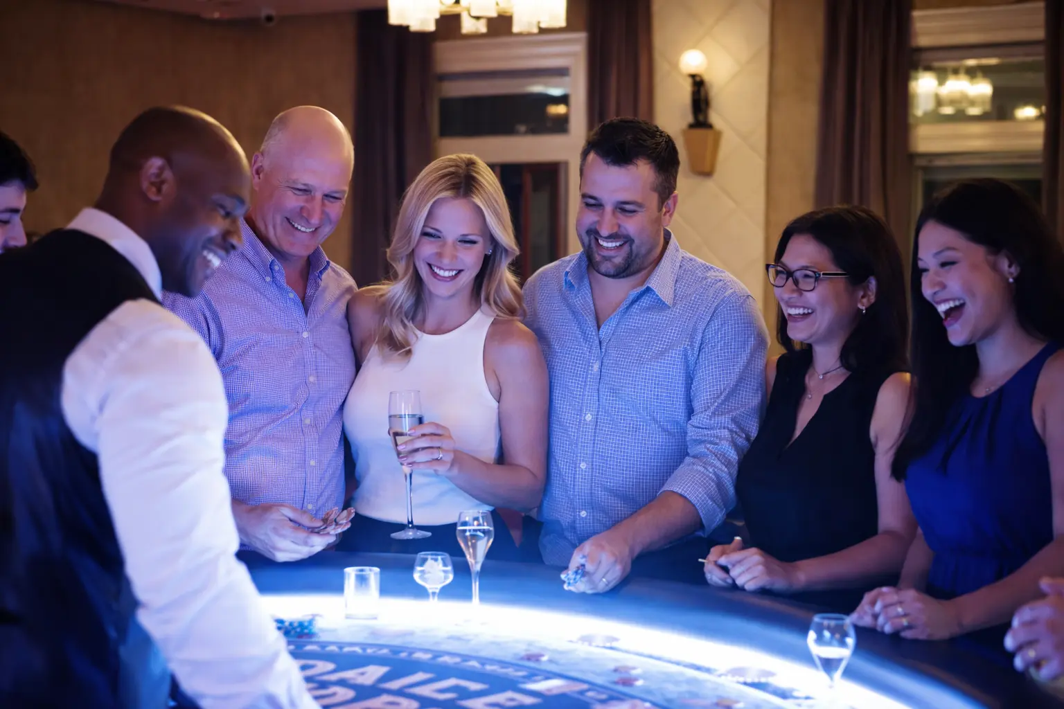 Home casino party with professional tables